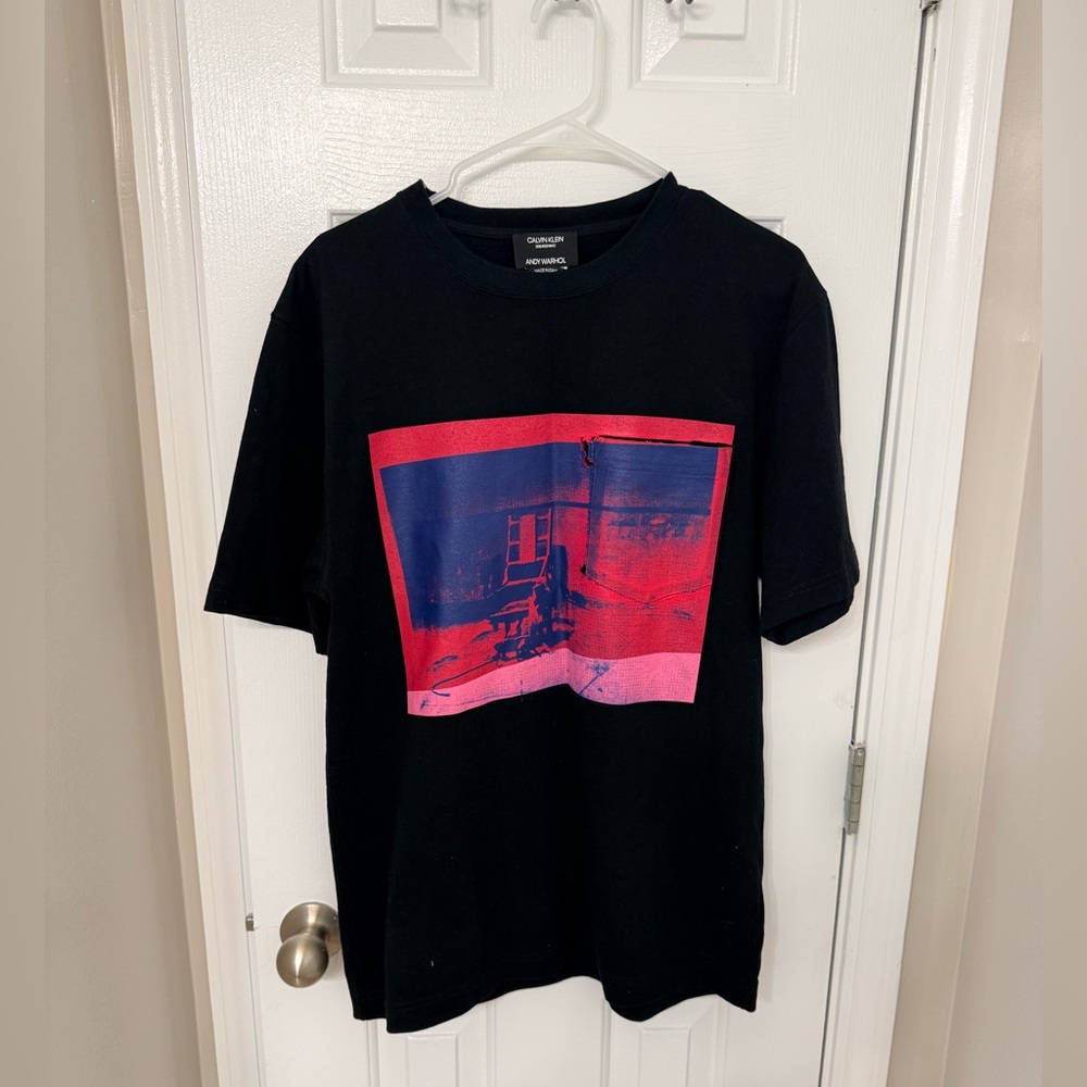 Black Graphic Shirt RAF Simons at Calvin Klein